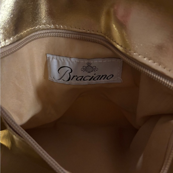 Braciano Gold and Tan Patchwork Snake-Embossed Tote - Picture 8 of 8